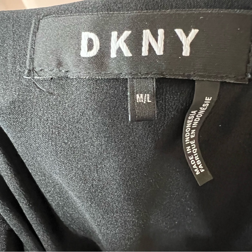 DKNY Donna Karan Logo Open Front Vest Sleeveless Cardigan Career Lagenlook M/L - Picture 8 of 9